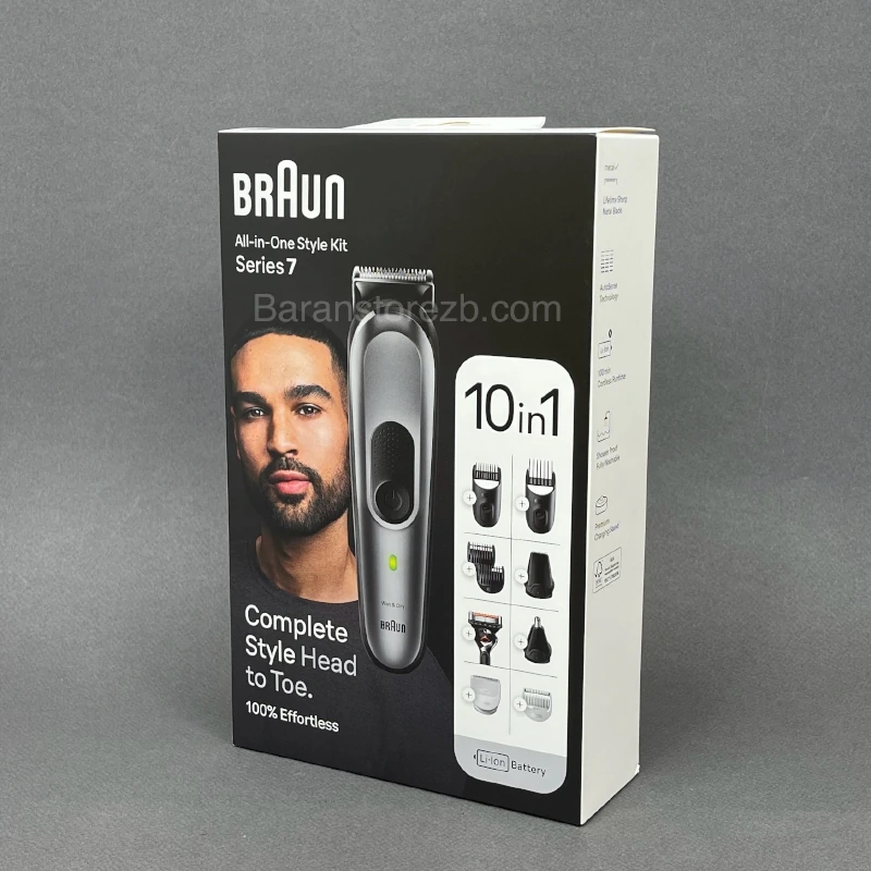 Braun 10-in-1 Style Kit 7 MGK7420 beard, body, hair. With metal blade, 100min runtime