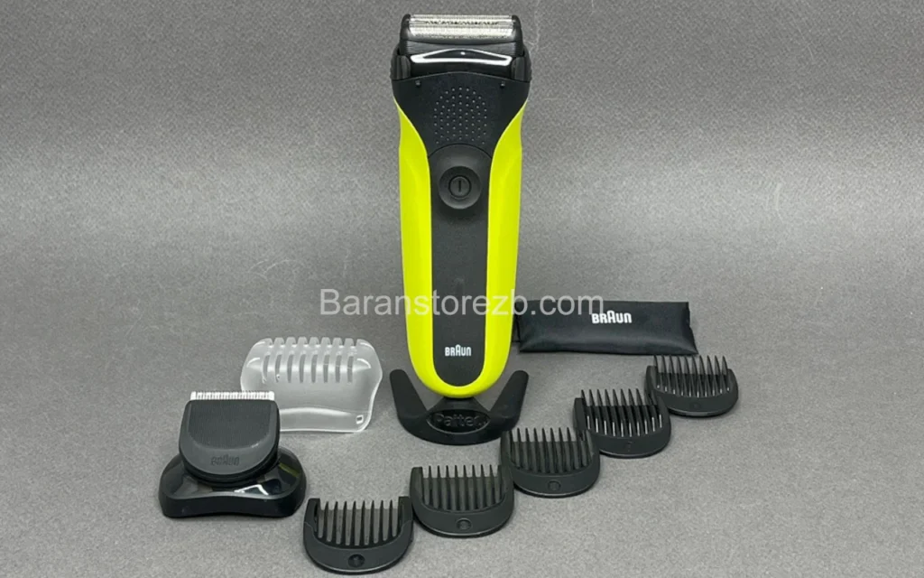 عکس از ریش تراش براون سری 3 مدل 300bt green به همراه تمام لوازم داخل جعبه آن